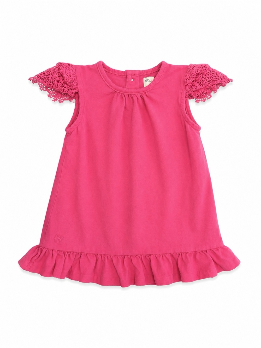 Ralph Lauren Baby Girls Pink Lace Sleeve Ruffle Dress 6M
